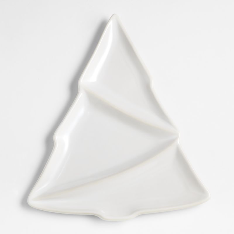 Tree White Stoneware Divided Platter