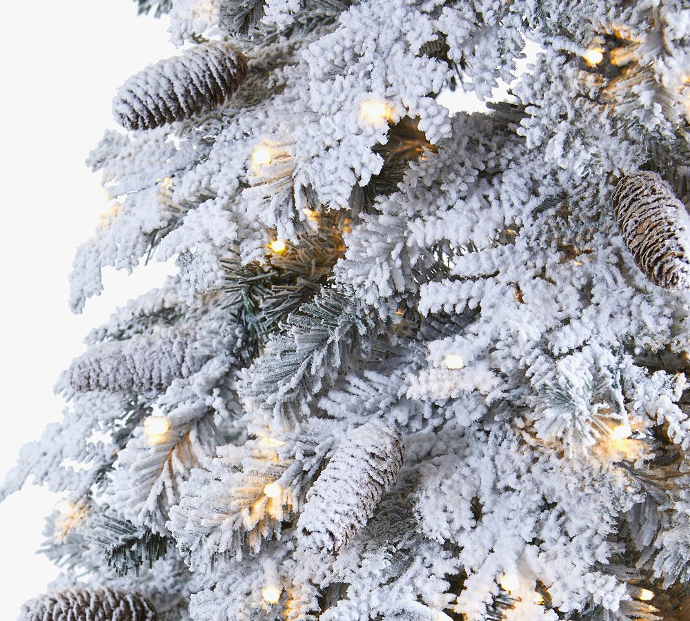 Lit Flocked Montana Down Swept Spruce Artificial Christmas Tree