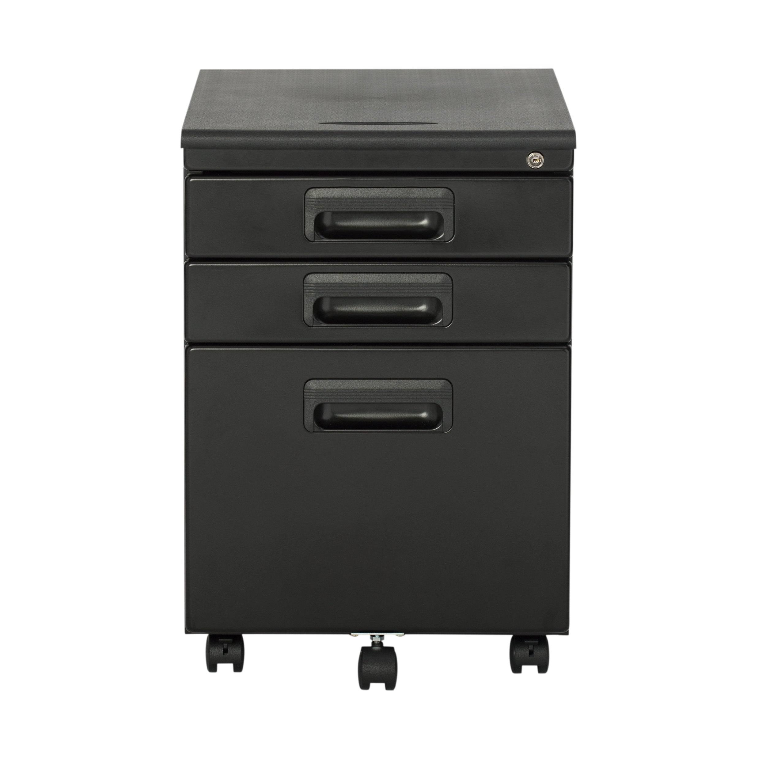3 Drawer Metal Rolling File Cabinet Black �?Calico Designs