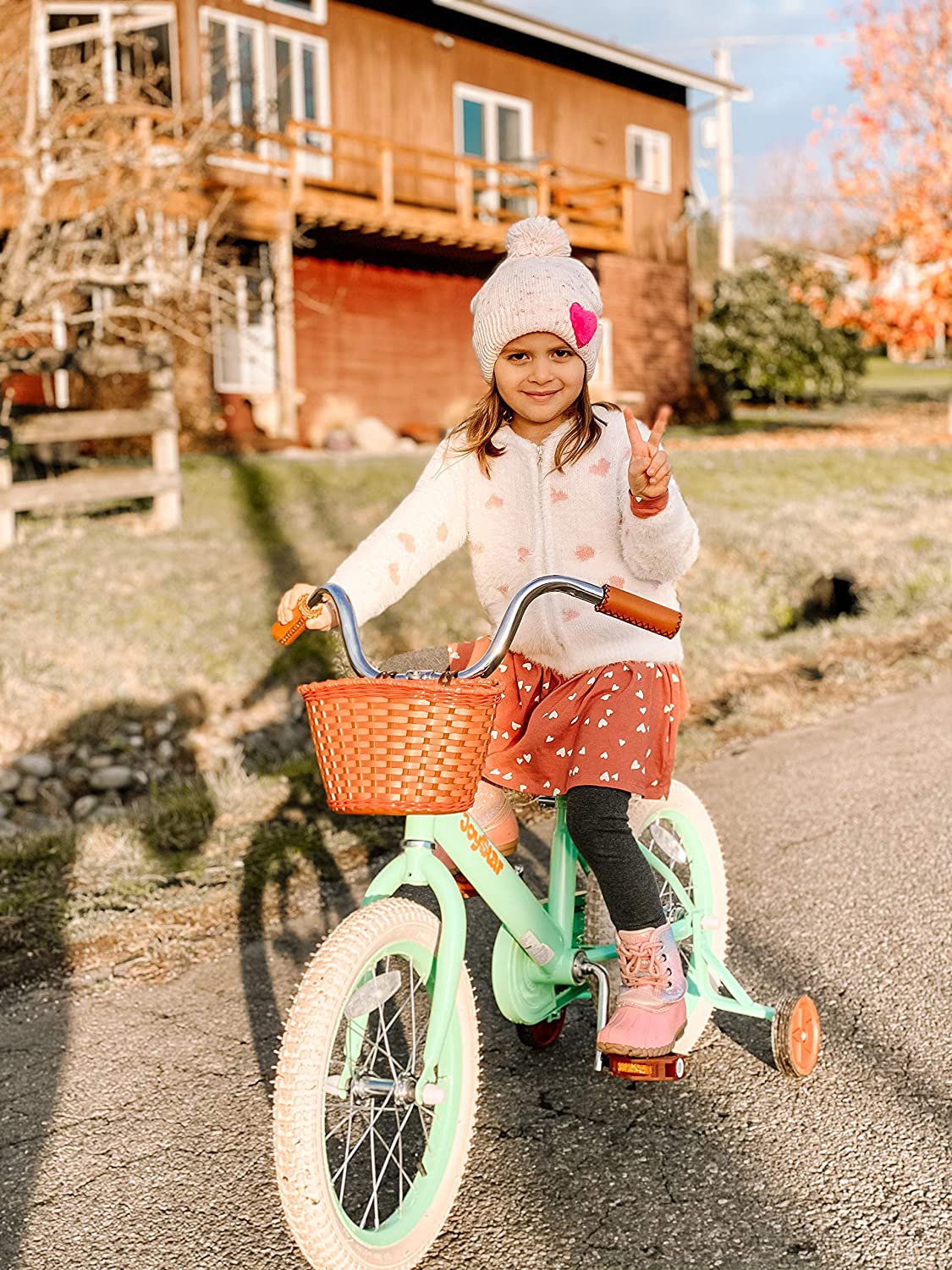 Vintage Kids Bike for 2-9 Years Old Girls & Boys, Children s Bike Cicyle with Basket & Training Wheels