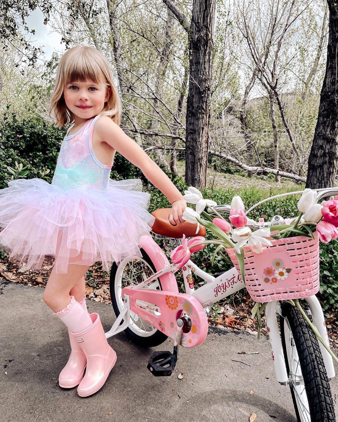 Little Daisy Kids Bike for 4 5 6 7 Years Girls with Handbrake, Children Princess Bicycle with Training Wheels Basket Streamer Toddler Cycle