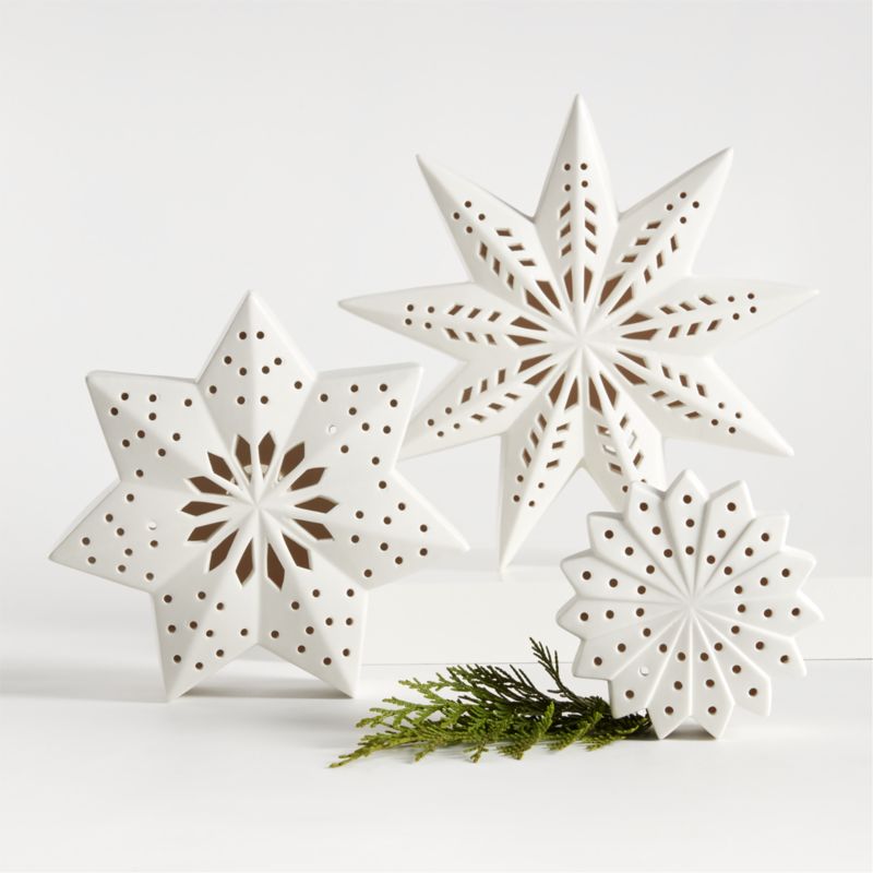 Small LED White Holiday Ceramic Snowflake 4