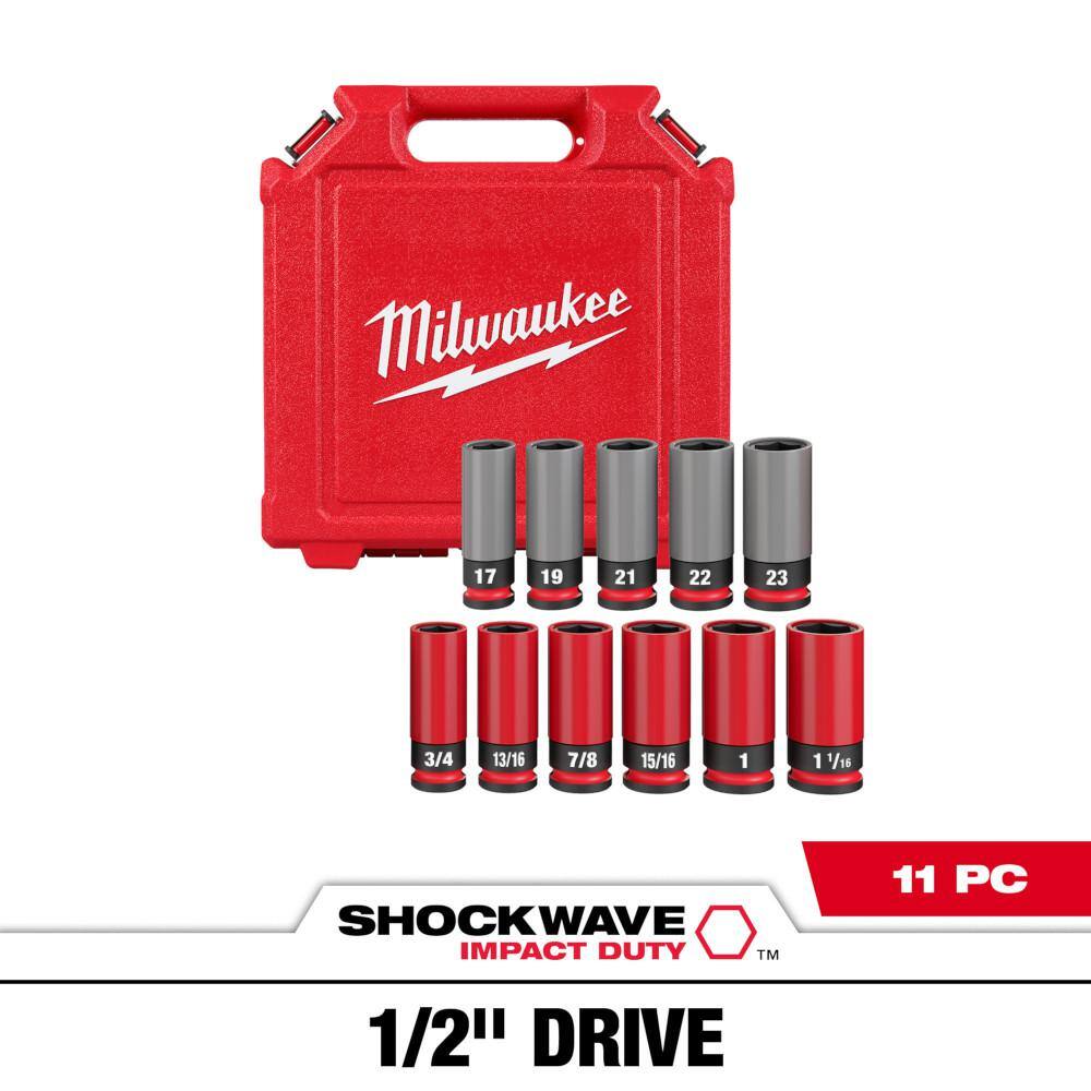 49-66-7833 SHOCKWAVE Impact-Duty 1/2 in. Drive Deep SAE   Metric Lug Nut Impact Socket Set (11-Piece)