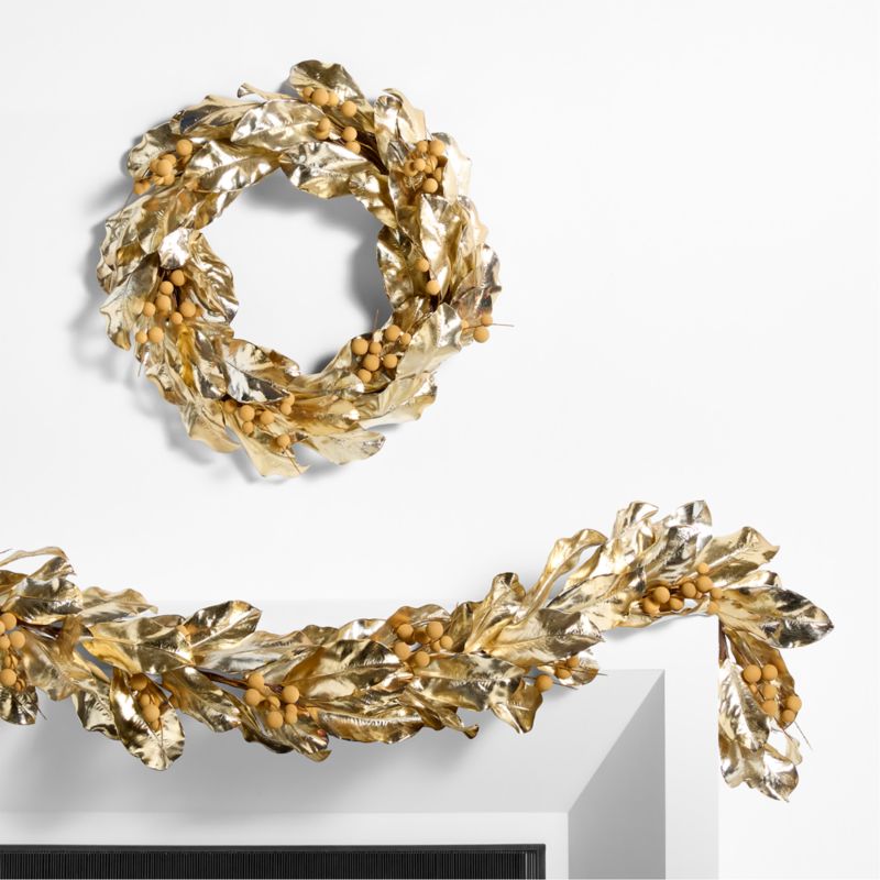Gold Magnolia Holiday Wreath & Garland Set