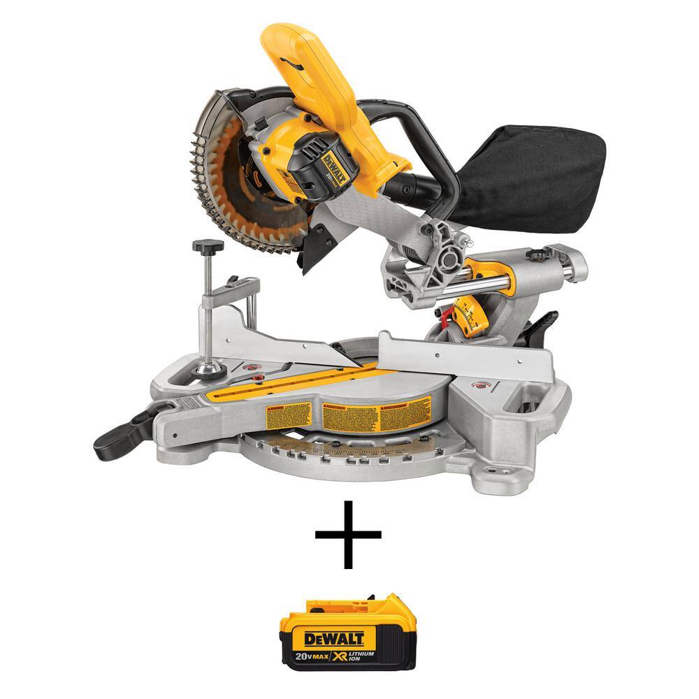 DCS361BW204 20V MAX Cordless 7-1/4 in. Sliding Miter Saw and (1) 20V MAX XR Premium Lithium-Ion 4.0Ah Battery