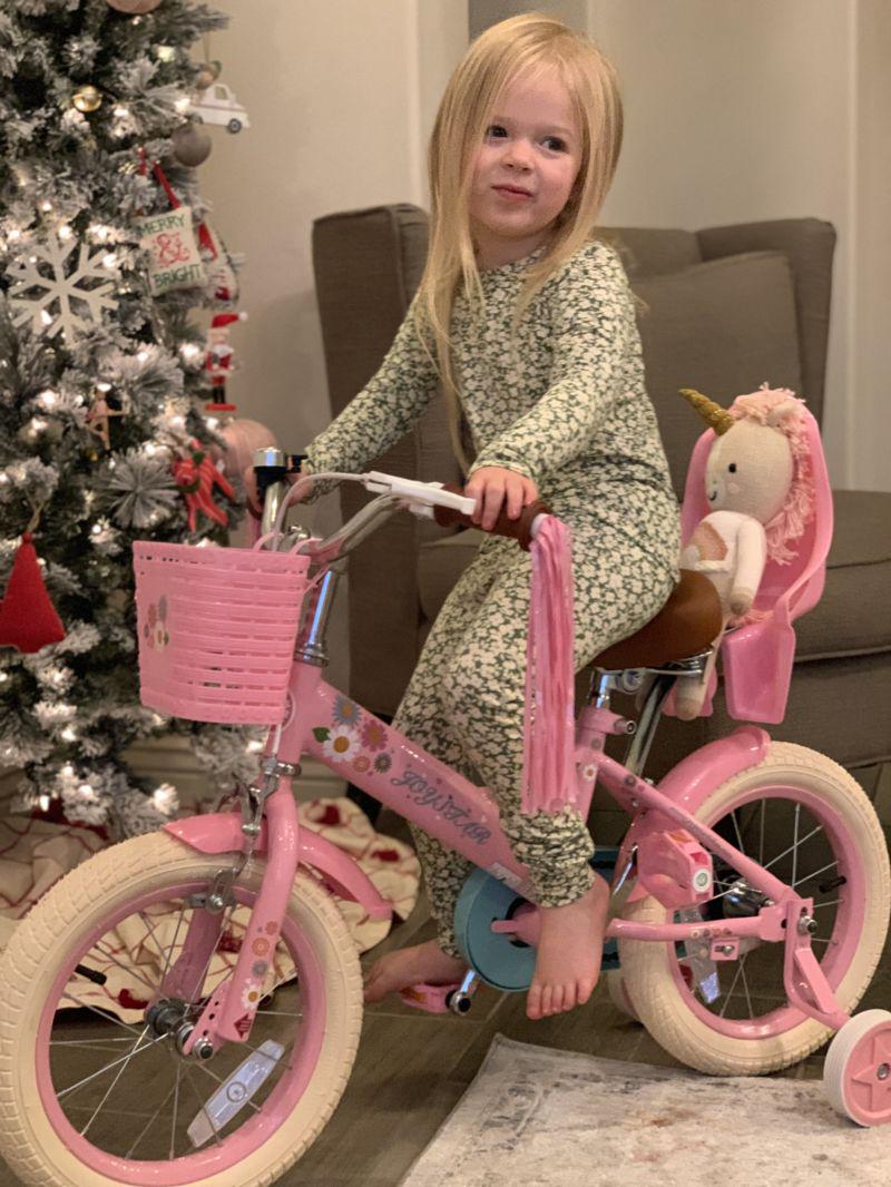 Little Daisy Kids Bike for 4 5 6 7 Years Girls with Handbrake, Children Princess Bicycle with Training Wheels Basket Streamer Toddler Cycle