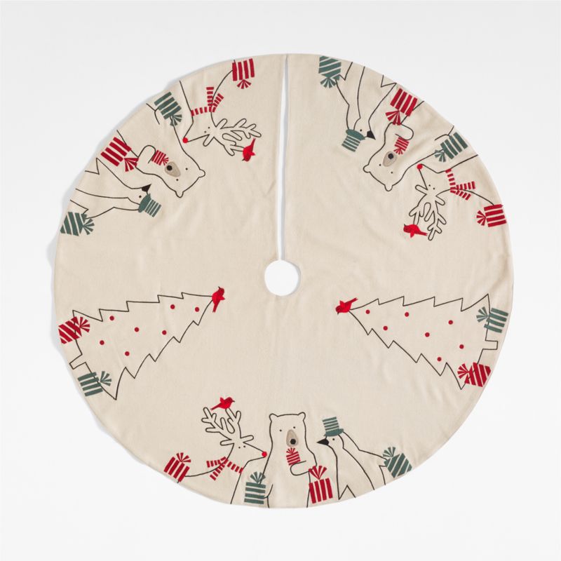 Arctic Friends Wool Christmas Tree Skirt by Joan Anderson