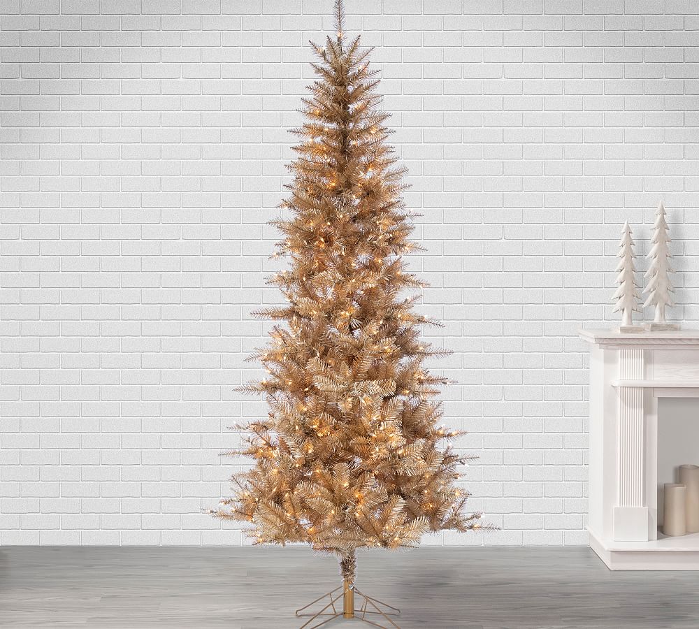 Lit Tuscany Tinsel Faux Christmas Trees
