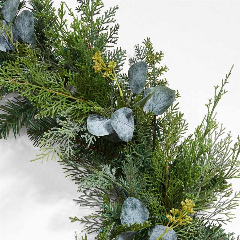 Faux Pre-Lit LED Pine and Eucalyptus Garland 6'