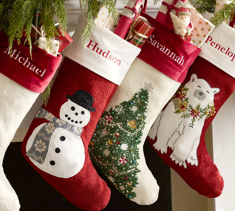 Holiday Icons Crewel Stockings
