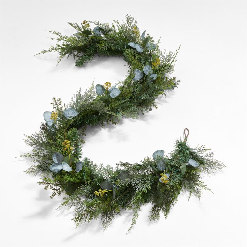 Faux Pre-Lit LED Pine and Eucalyptus Garland 6'