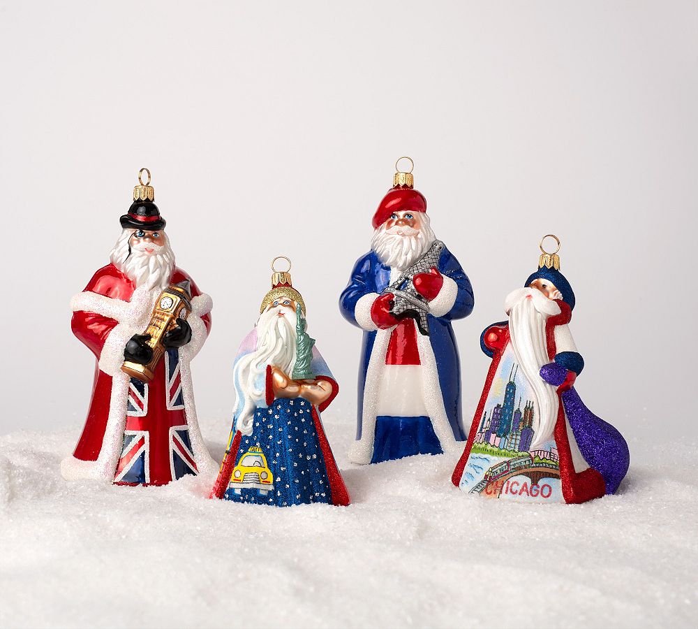 Handmade Heirloom Travelling Santa Ornaments