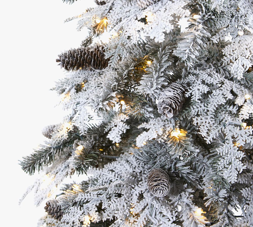 Lit Flocked Montana Down Swept Spruce Artificial Christmas Tree