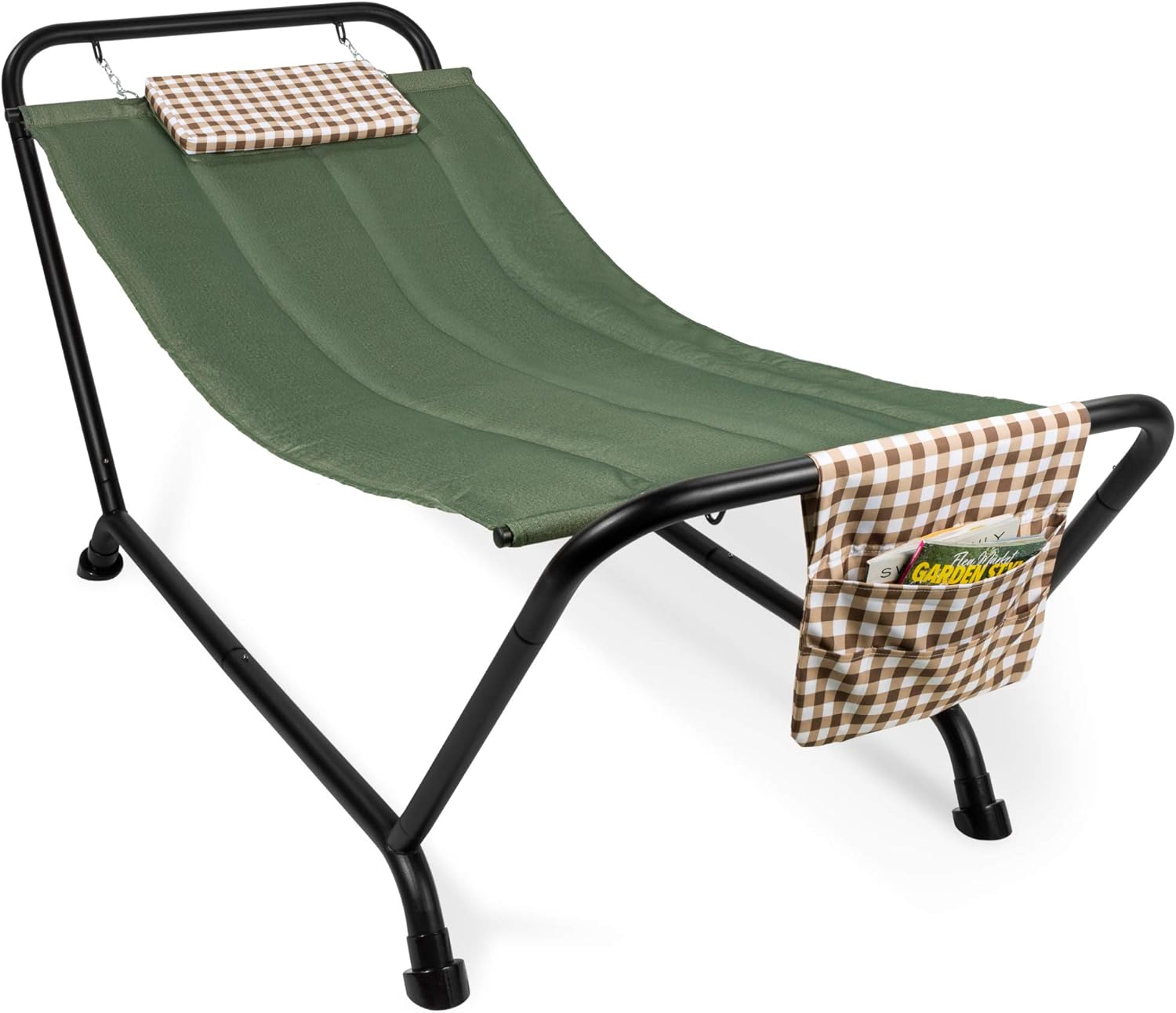 Best Choice Products Outdoor Hammock Bed with Stand for Patio, Backyard, Garden, Poolside w/Weather-Resistant Polyester, 500LB Weight Capacity, Pillow, Storage Pockets - Red