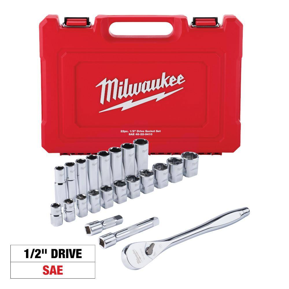 48-22-9410 1/2 in. Drive SAE Ratchet and Socket Mechanics Tool Set (22-Piece)