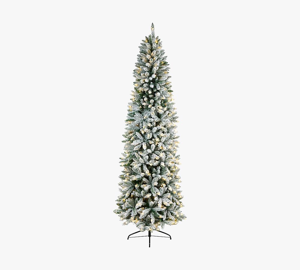 Lit Slim Flocked Montreal Fir Faux Christmas Tree