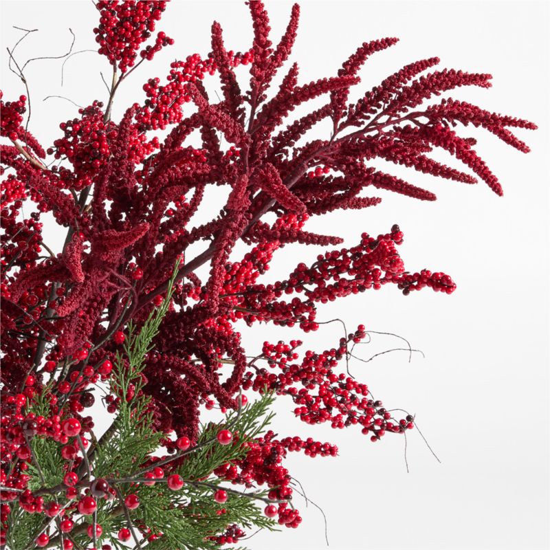 Green & Red Holiday Botanical Arrangement in Ophelia White Ceramic Vase