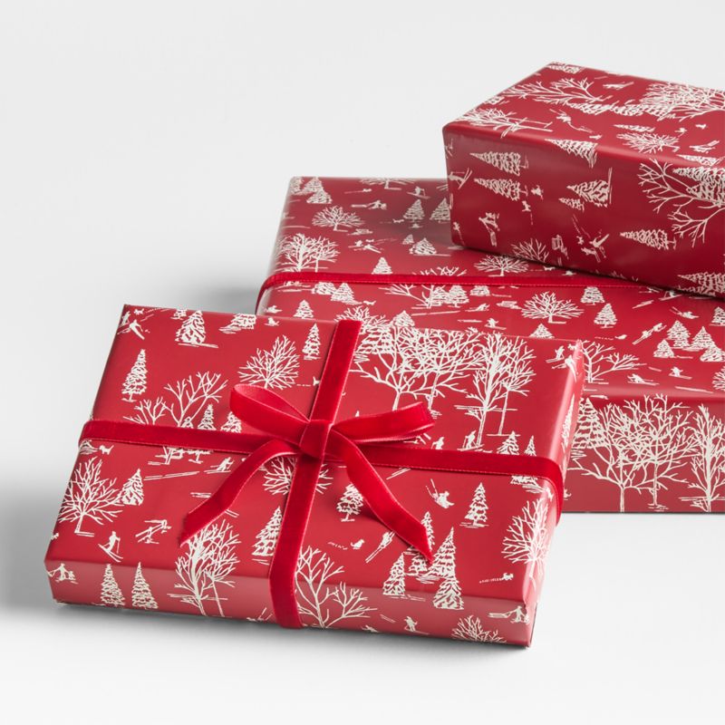 Red Skiers Holiday Gift Wrap