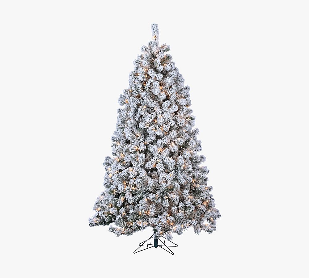 Lit Flocked Montana Pine Faux Christmas Tree - 7 Ft.
