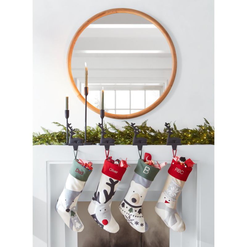 Zinc Sitting Reindeer Christmas Stocking Holder