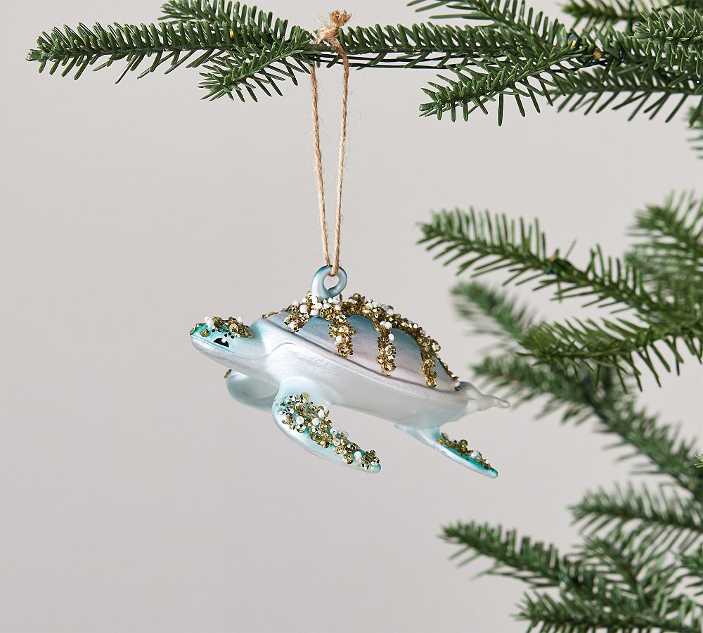 Mercury Glass Sea Turtle Ornament