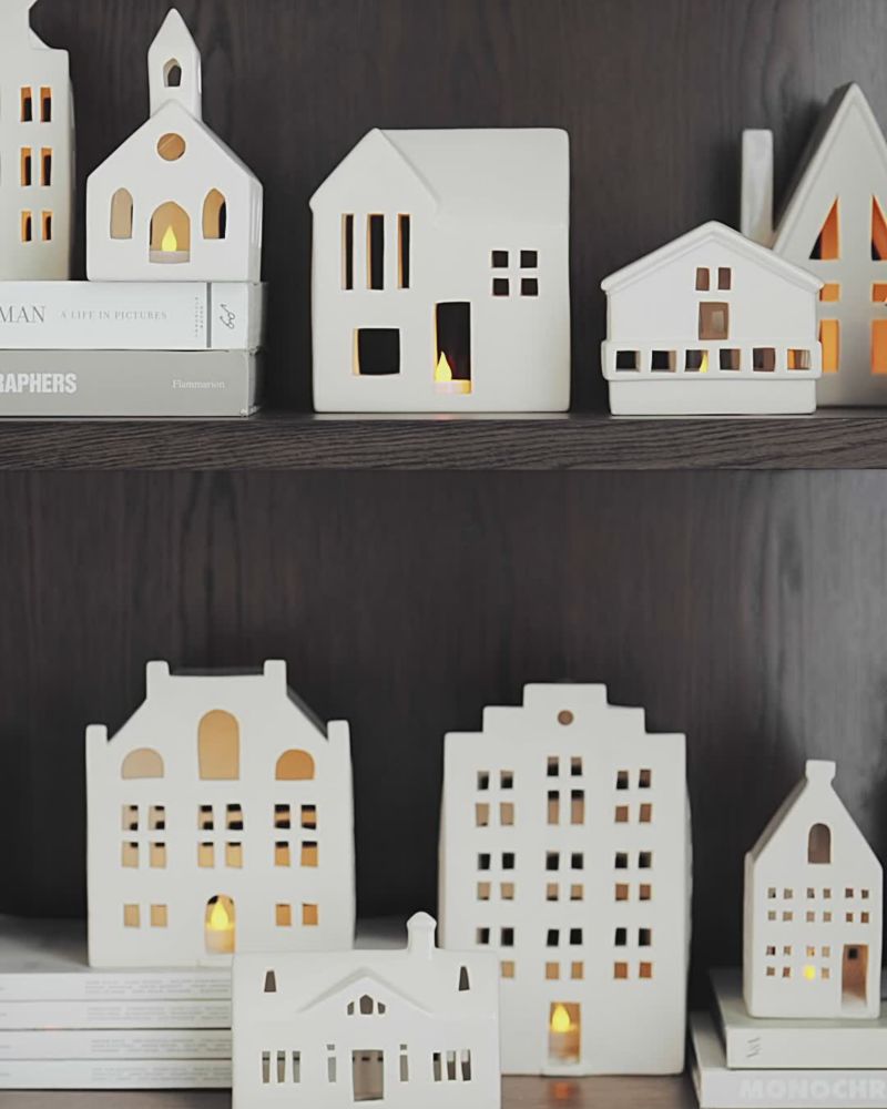 Small White Ceramic Holiday Alpine A-Frame House