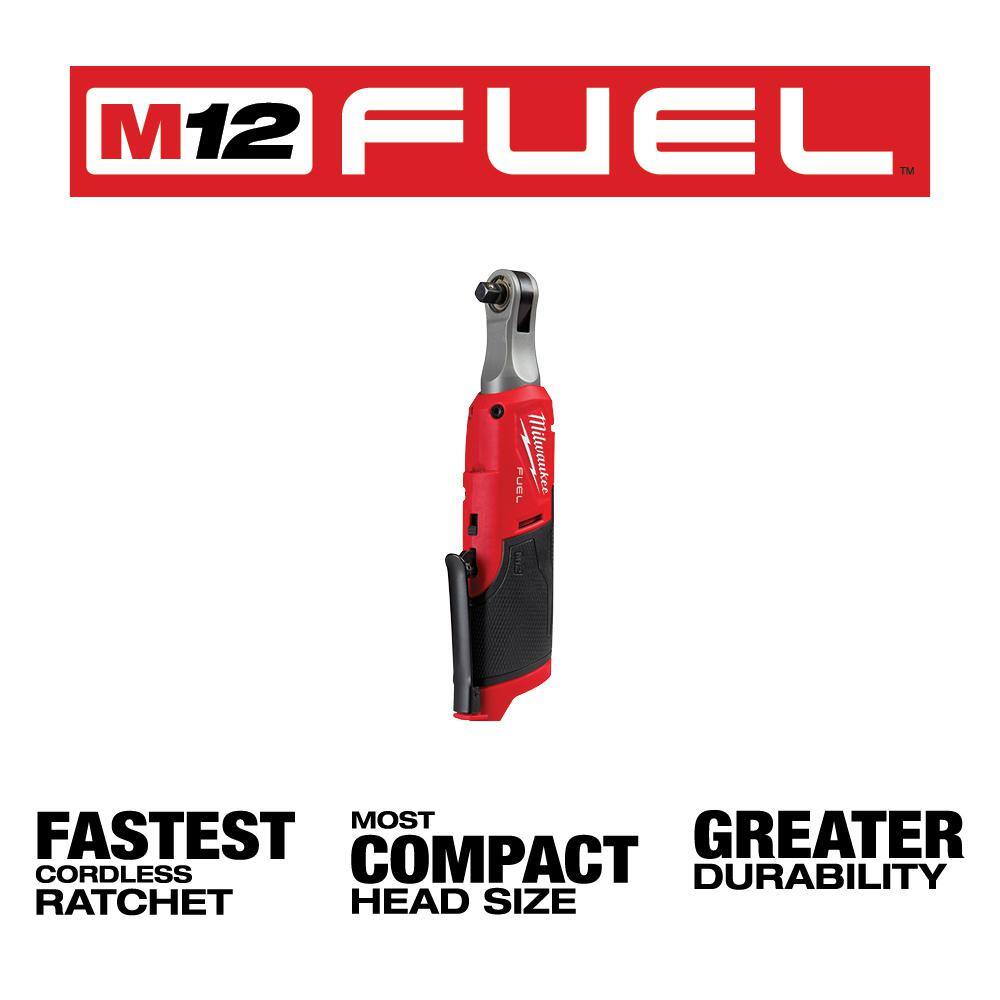 2567-20-2560-20 M12 FUEL 12V Lithium-Ion Brushless Cordless High Speed 3/8 in. Ratchet w/M12 FUEL 12V 3/8 in. Extended Reach Ratchet