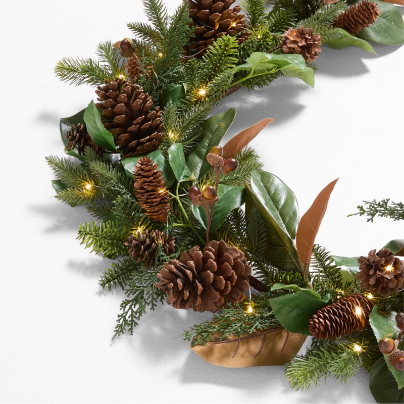 Faux Magnolia and Pinecone Pre-Lit Holiday Garland 6'