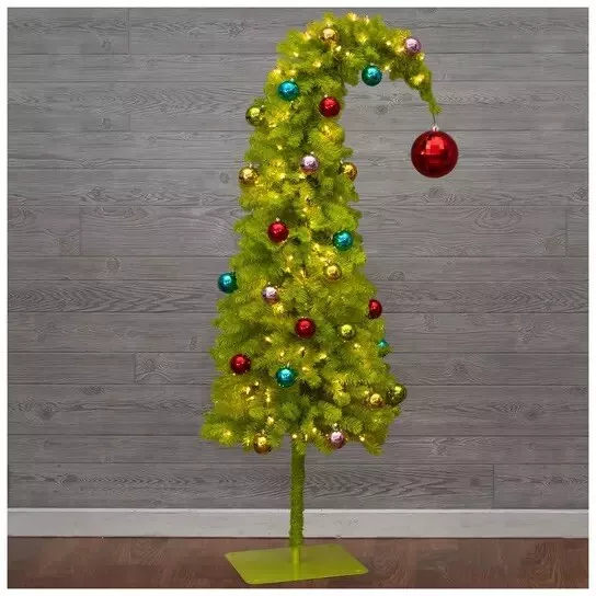 Hobby Lobby Whimsical Green Pre-Lit Grinch Christmas Tree Seasonal Decor 5 Ft