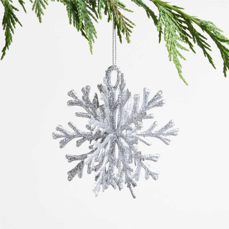Silver Glitter Snowflake Christmas Ornament