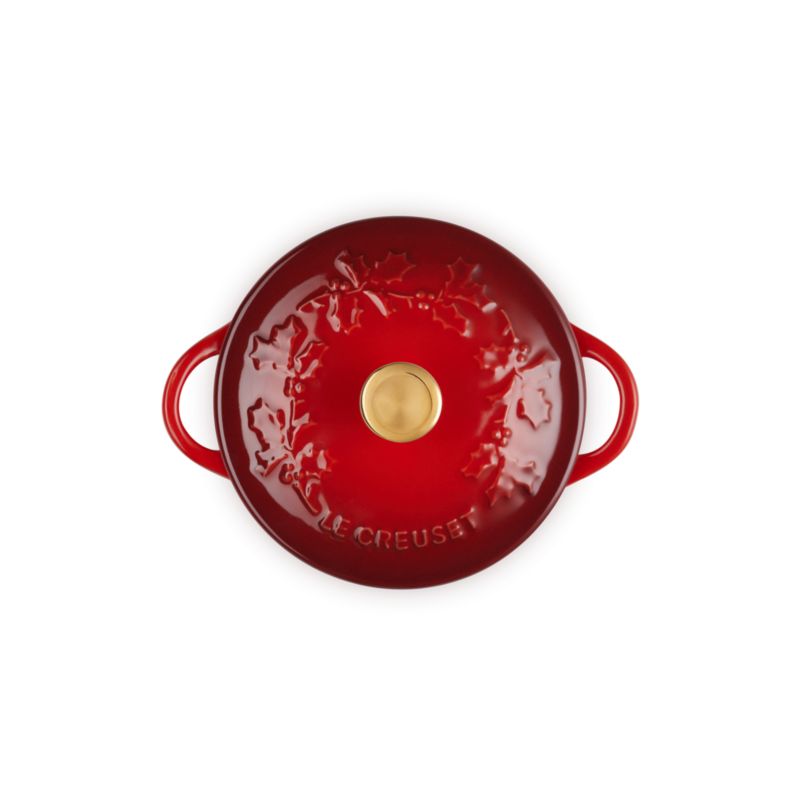 Le Creuset ® 8 oz. Cerise Holly Mini Round Cocotte with Gold Knob