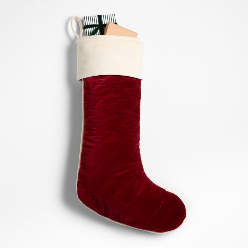 Red Quilted Velvet Christmas Stocking