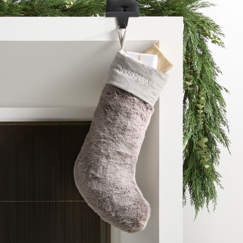 Glacial Grey Faux Fur Christmas Stocking