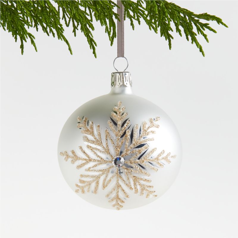 Silver Glitter Snowflake Glass Ball Christmas Tree Ornament