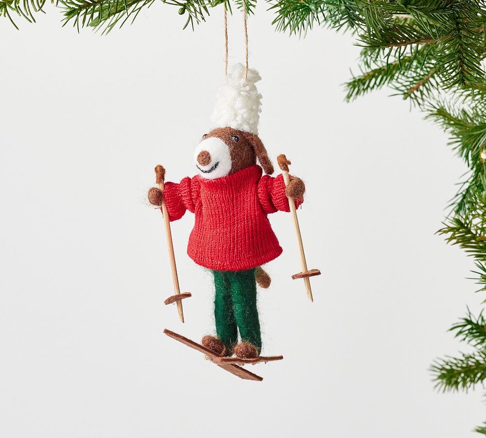 Felt Dog on Skis Ornament