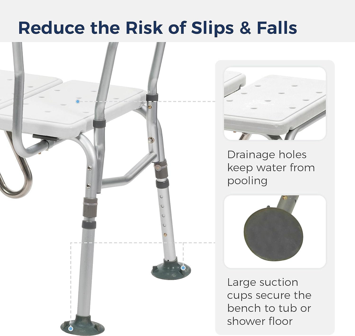 Drive Medical Splash Defense Tub Transfer Bench for Bathtub with Curtain Guard Protection, White