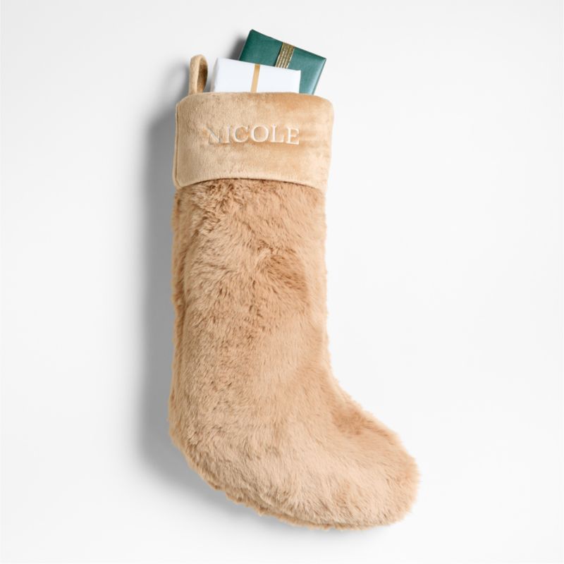 Tan Faux Fur Christmas Stocking