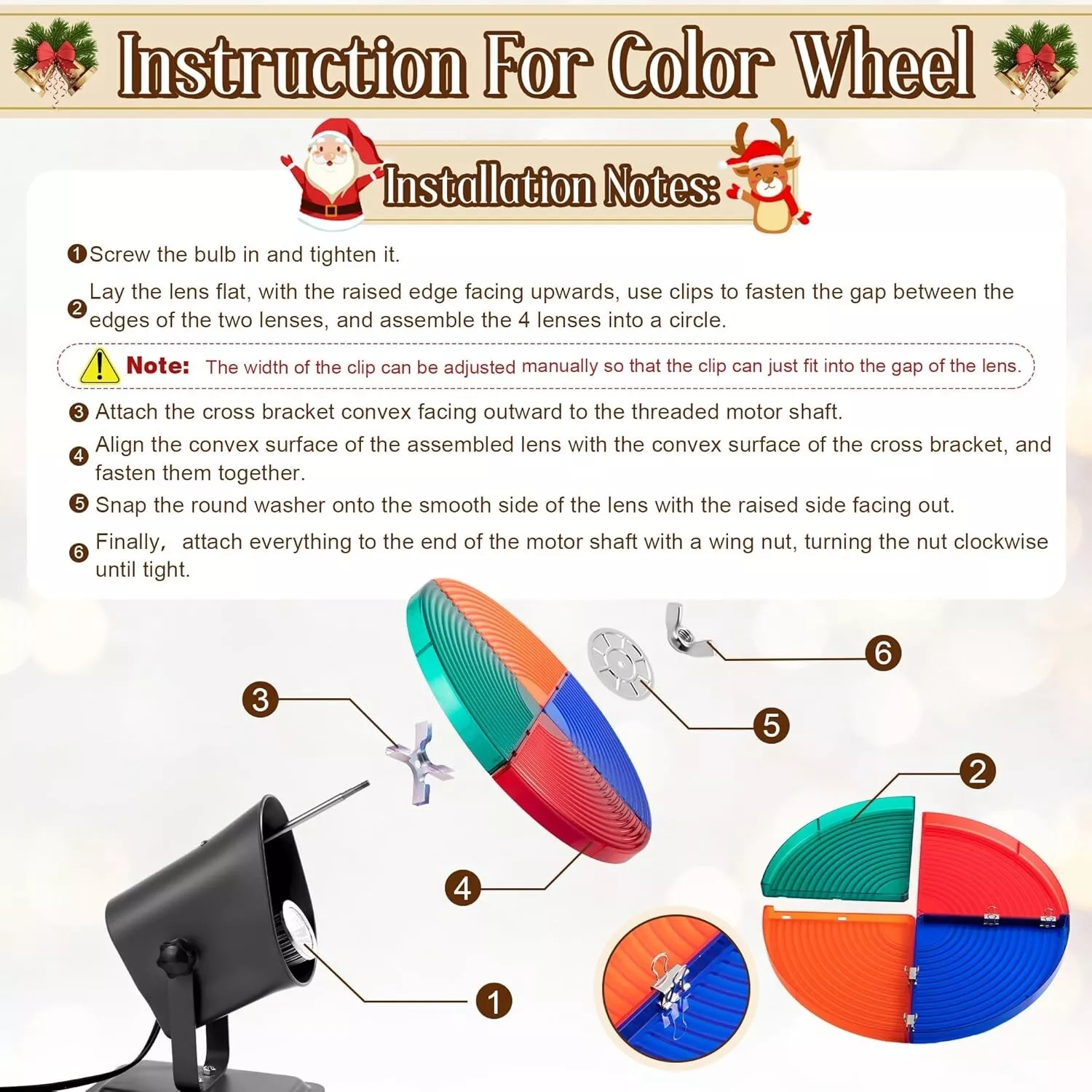 Color Wheel for Christmas Tree with E27 LED Light, Rotating Color Wheel LED