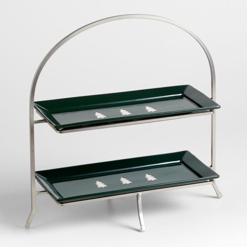 Cambridge Holiday Trees Green Platters, Set of 2