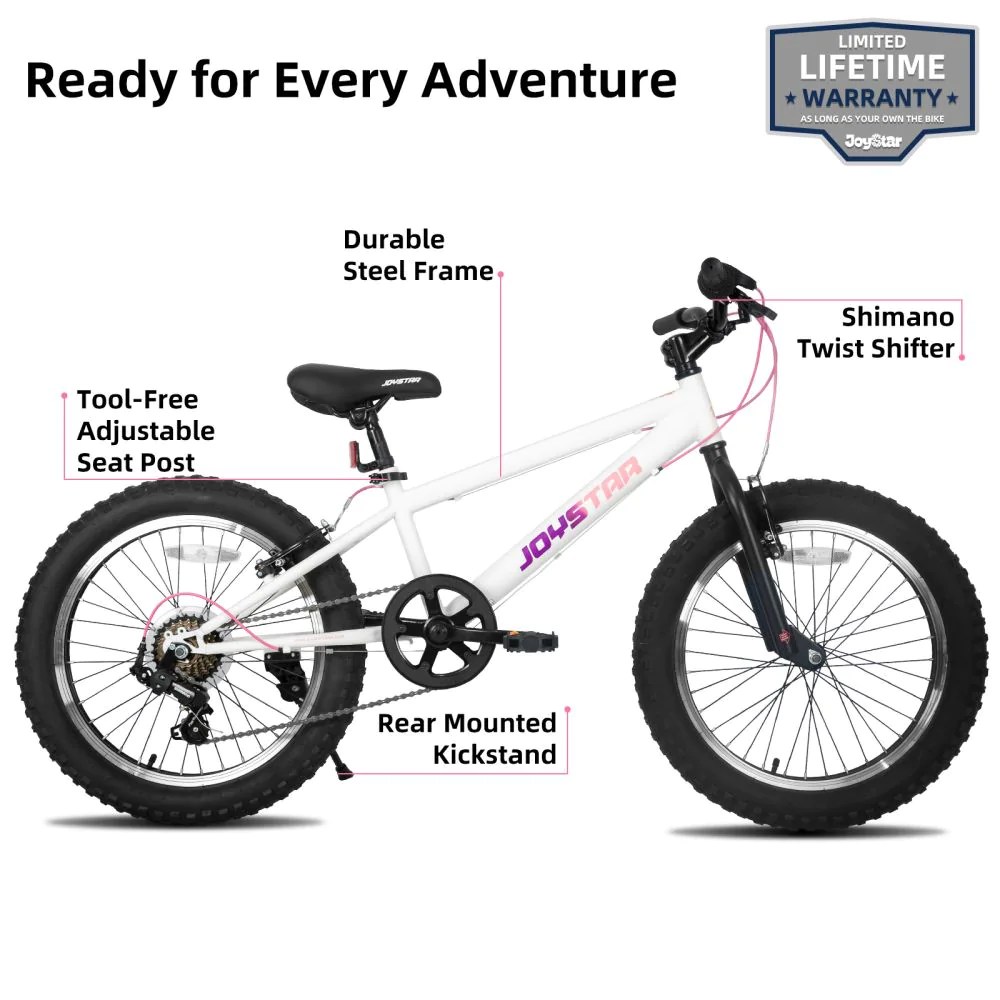 Mountain Bike for Kids Ages 7-12 Year Old, Fat Tire Kids Bike Featuring 7-Speed Shimano Drivetrain, Kids  Bicycle for Boys Girls