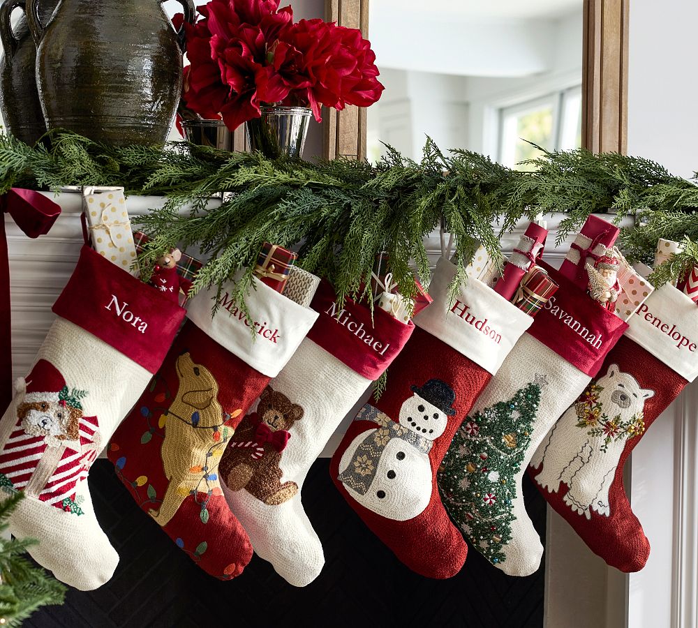 Holiday Icons Crewel Stockings
