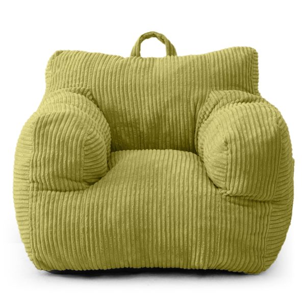 Kids Bean Bag Chair, Corduroy Bean Bag Couch with Armrests for Children s Room (Green)