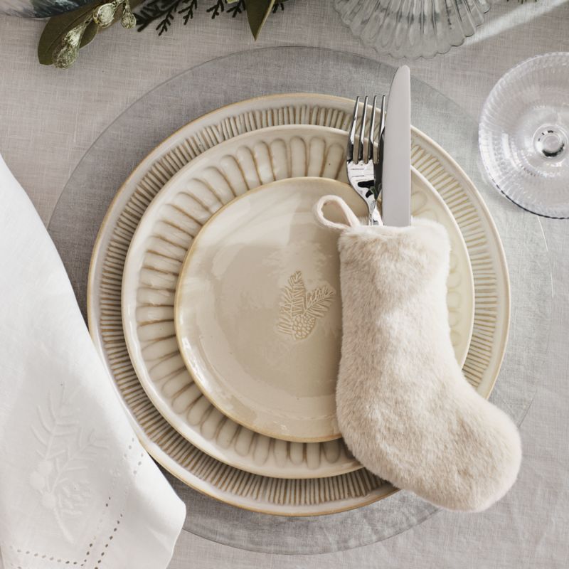 Holiday Faux Fur Ivory Flatware Stocking, Set of 4