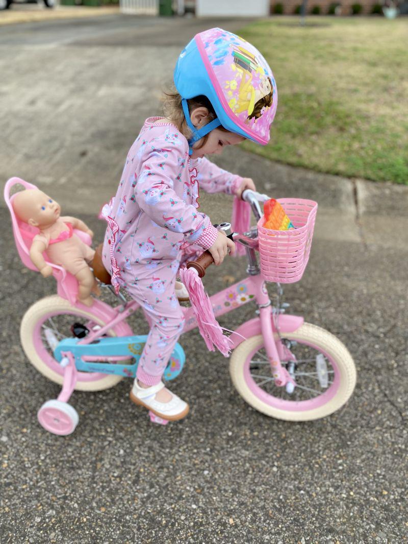 Little Daisy Kids Bike for 4 5 6 7 Years Girls with Handbrake, Children Princess Bicycle with Training Wheels Basket Streamer Toddler Cycle