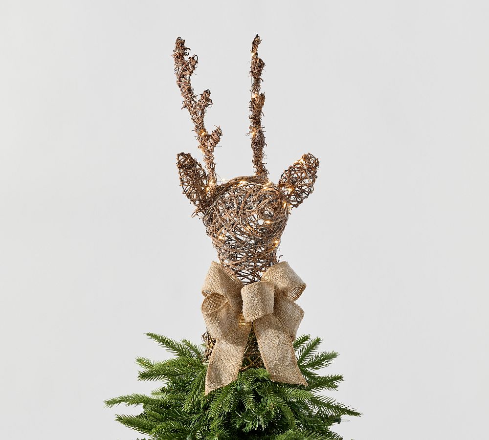 Lit Burlap Buck Tree Topper