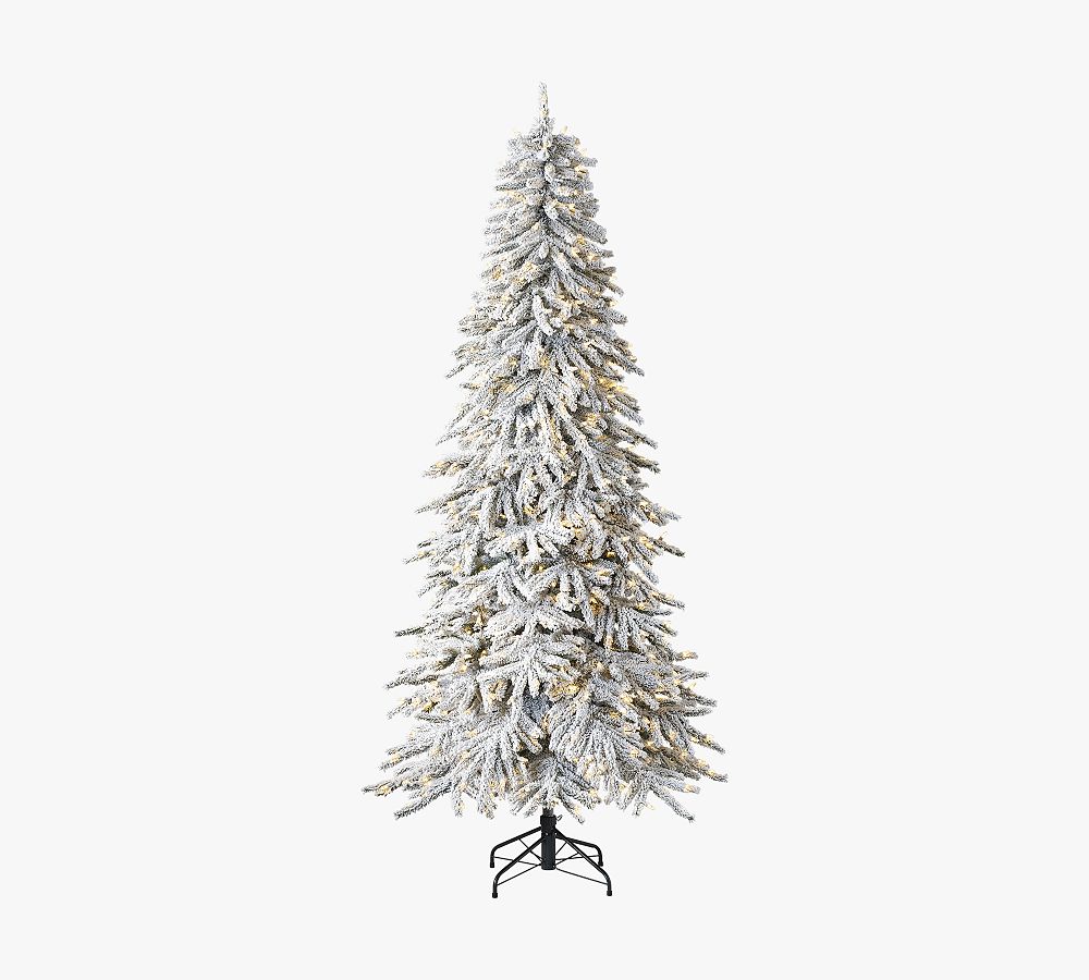 Lit Flocked Snow Pine Faux Christmas Tree