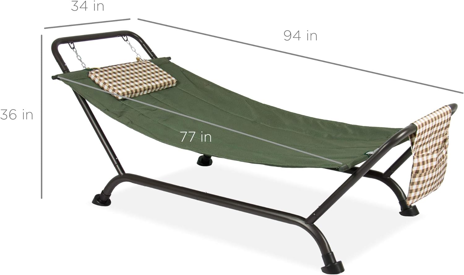 Best Choice Products Outdoor Hammock Bed with Stand for Patio, Backyard, Garden, Poolside w/Weather-Resistant Polyester, 500LB Weight Capacity, Pillow, Storage Pockets - Red