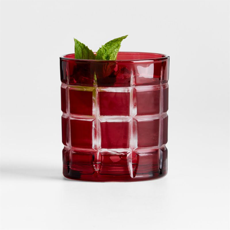 Windowpane 11-Oz. Red Double Old-Fashioned Glass