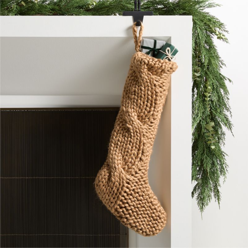Tan Cozy Knit Christmas Stocking