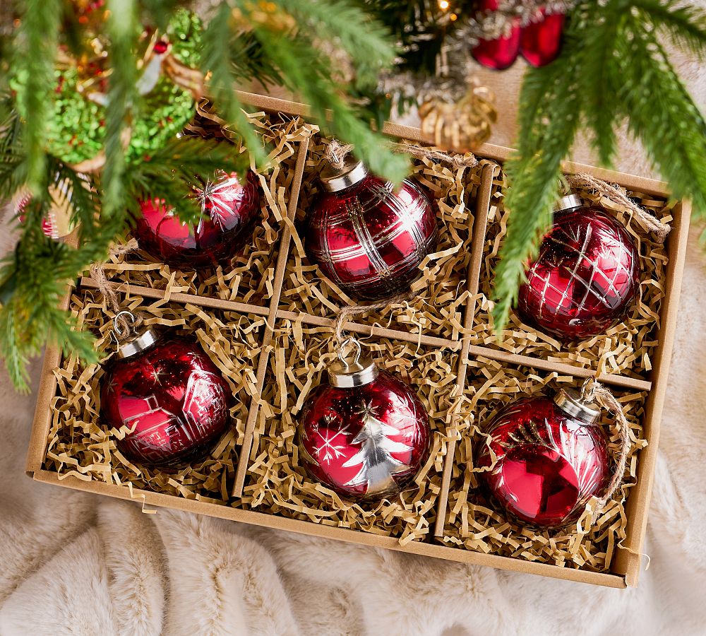 Cut Glass Ornament Box - Set of 6